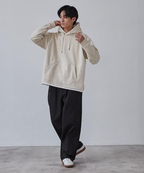 coen（コーエン）の「フェイクレイヤードスエードパーカー（パーカー・メンズ・ベージュ/ライトグレー・S/M/L/XL）」の14枚目の写真