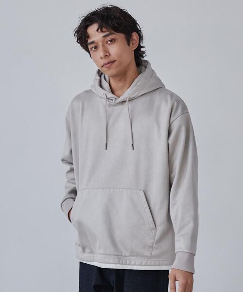 coen（コーエン）の「フェイクレイヤードスエードパーカー（パーカー・メンズ・ベージュ/ライトグレー・S/M/L/XL）」の18枚目の写真