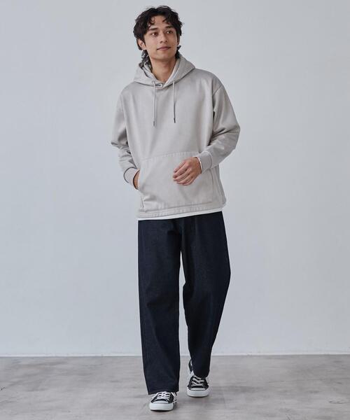 coen（コーエン）の「フェイクレイヤードスエードパーカー（パーカー・メンズ・ベージュ/ライトグレー・S/M/L/XL）」の4枚目の写真