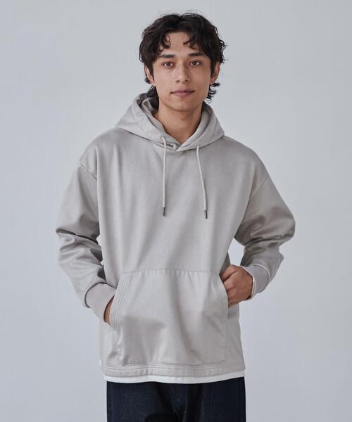 coen（コーエン）の「フェイクレイヤードスエードパーカー（パーカー・メンズ・ベージュ/ライトグレー・S/M/L/XL）」の7枚目の写真