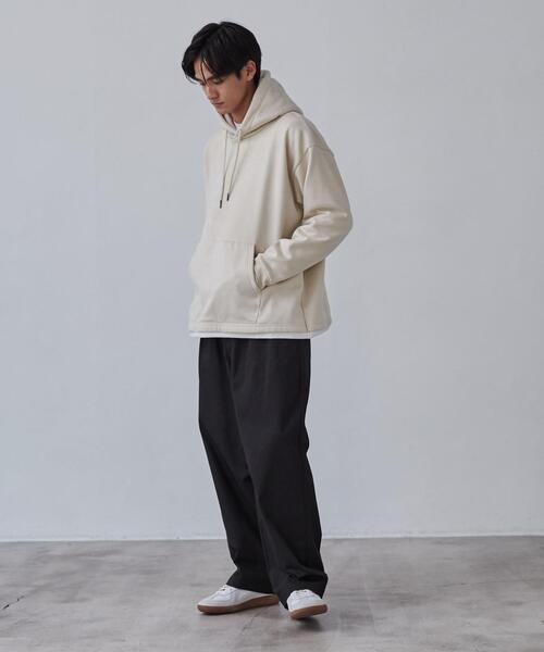 coen（コーエン）の「フェイクレイヤードスエードパーカー（パーカー・メンズ・ベージュ/ライトグレー・S/M/L/XL）」の5枚目の写真