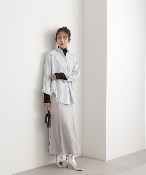 N.(N. Natural Beauty Basic)(エヌエヌナチュラルビューティーベーシック)の「◆シアーウェーブカットソー(Tシャツ/カットソー・レディース・ブラック/オフホワイト/ライトグリーン・MEDIUM)」の9枚目の写真