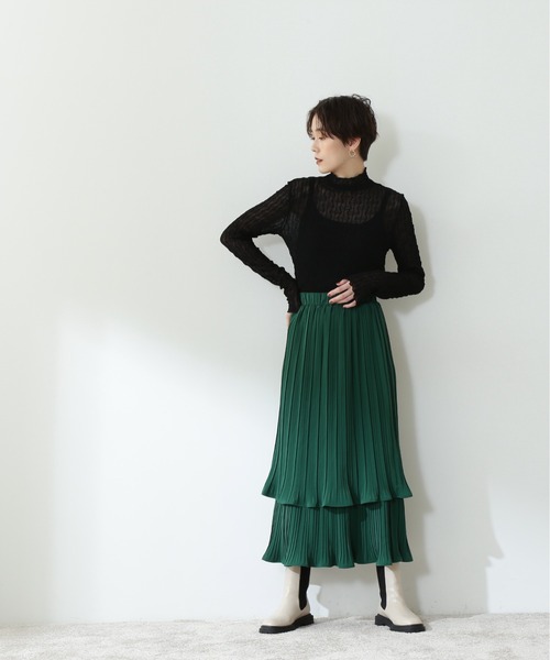 N.(N. Natural Beauty Basic)(エヌエヌナチュラルビューティーベーシック)の「◆シアーウェーブカットソー(Tシャツ/カットソー・レディース・ブラック/オフホワイト/ライトグリーン・MEDIUM)」の14枚目の写真