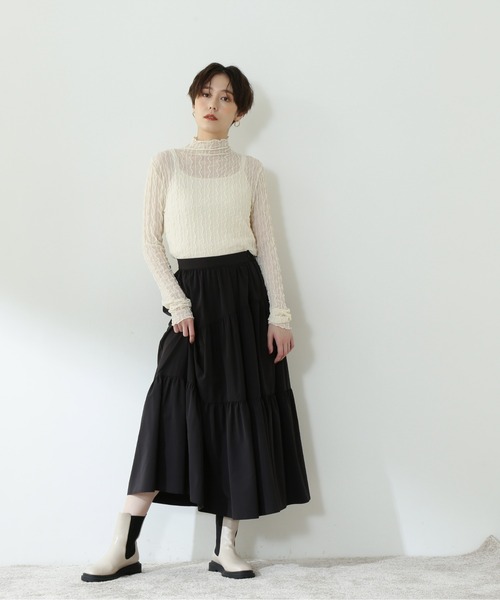 N.(N. Natural Beauty Basic)(エヌエヌナチュラルビューティーベーシック)の「◆シアーウェーブカットソー(Tシャツ/カットソー・レディース・ブラック/オフホワイト/ライトグリーン・MEDIUM)」の20枚目の写真