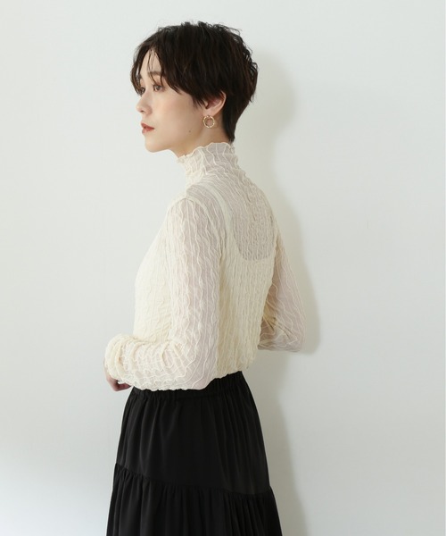 N.(N. Natural Beauty Basic)(エヌエヌナチュラルビューティーベーシック)の「◆シアーウェーブカットソー(Tシャツ/カットソー・レディース・ブラック/オフホワイト/ライトグリーン・MEDIUM)」の22枚目の写真