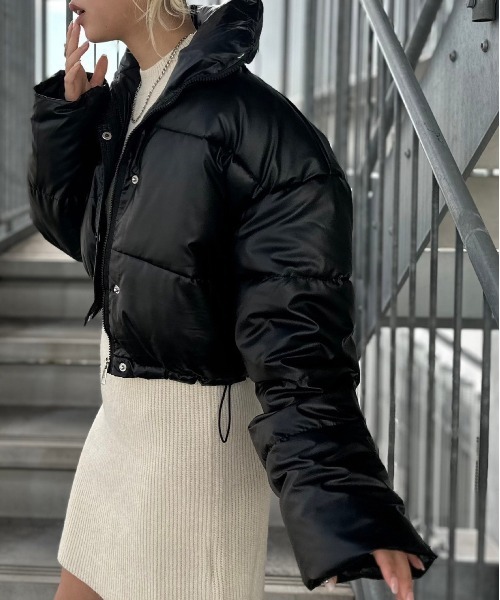 クロップド中綿ダウンジャケット 黒