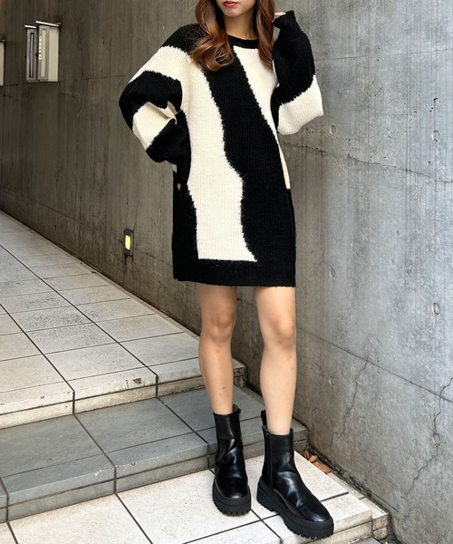 INGNI(イング)の「マーブル柄ニット/A(ニット/セーター・レディース・ブラック×ホワイト/グレー×ホワイト・M)」の5枚目の写真