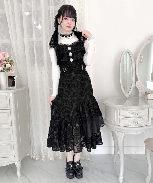 ROJITA(ロジータ)の「ラッフルフェザービスチェ(ベスト・レディース・ブラック/ピンク/アイボリー・FREE)」の9枚目の写真