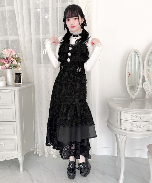 ROJITA(ロジータ)の「ラッフルフェザービスチェ(ベスト・レディース・ブラック/ピンク/アイボリー・FREE)」の12枚目の写真