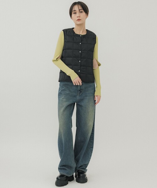TAION（タイオン）の「【TAION/タイオン】CREW NECK BUTTON DOWN VEST/クルーネックボタンダウンベスト（ダウンベスト・レディース・ブラック/オフホワイト・S/M）」の22枚目の写真