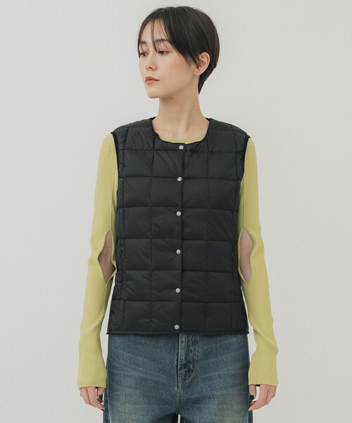 TAION（タイオン）の「【TAION/タイオン】CREW NECK BUTTON DOWN VEST/クルーネックボタンダウンベスト（ダウンベスト・レディース・ブラック/オフホワイト・S/M）」の19枚目の写真