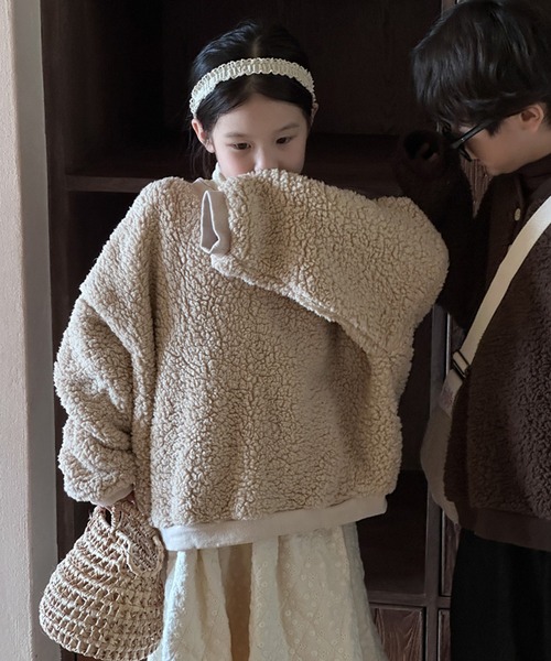 aimoha（アイモハ）の「【aimoha-KIDS-】子供服　ボアオーバースウェット（スウェット・キッズ・ブラウン/ベージュ・120/140/90/100/130/110）」の11枚目の写真