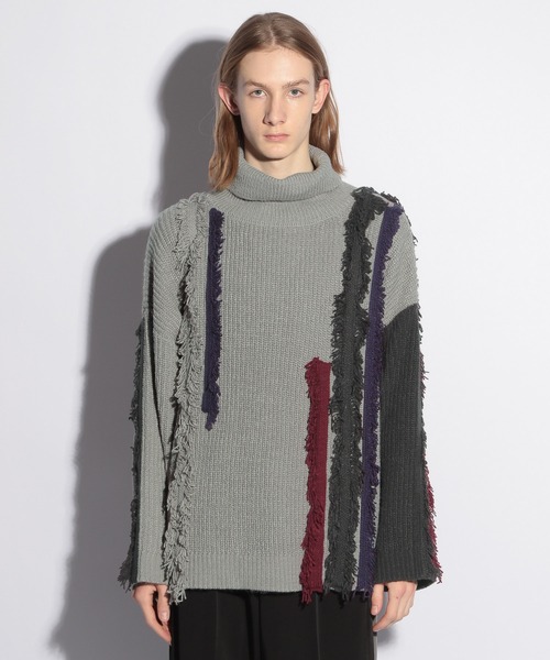 HARE（ハレ）の「カラーフリンジテープニット(HARE)（ニット/セーター・メンズ・ブラック/グレー・FREE）」の7枚目の写真