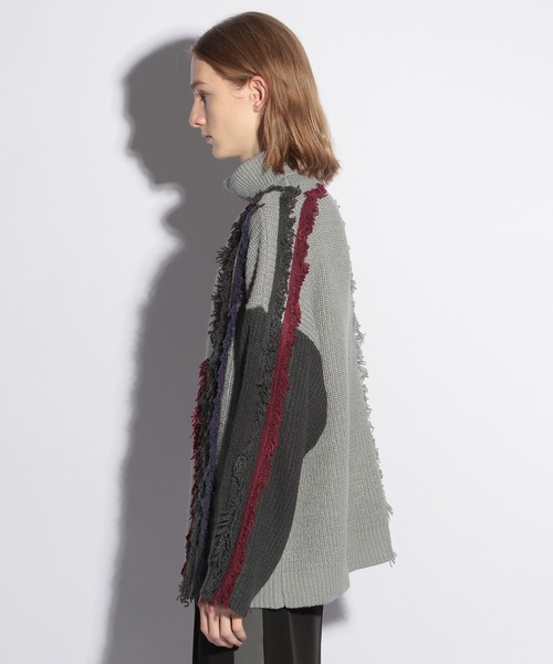 HARE（ハレ）の「カラーフリンジテープニット(HARE)（ニット/セーター・メンズ・ブラック/グレー・FREE）」の8枚目の写真