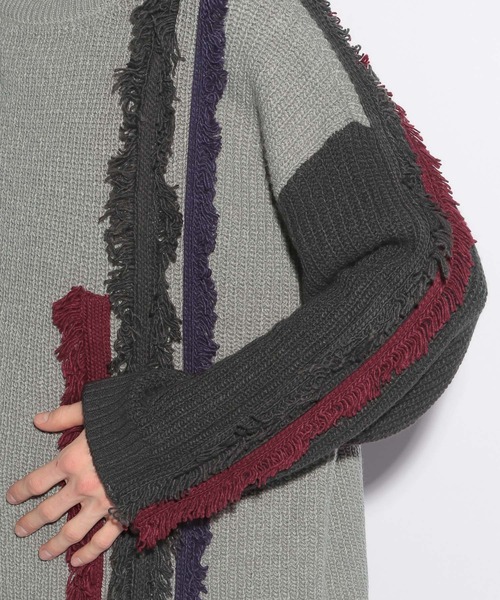 HARE（ハレ）の「カラーフリンジテープニット(HARE)（ニット/セーター・メンズ・ブラック/グレー・FREE）」の12枚目の写真