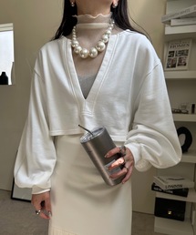 ULEULA | 深Vネック裏毛スウェットトレーナー/ボリュームスリーブスウェット(スウェット)