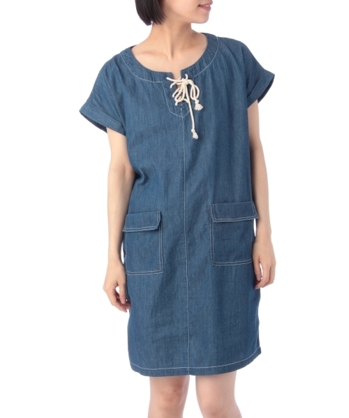 HusHusH（ハッシュアッシュ）の「ダンガリーワンピース（ワンピース・レディース・ベージュ/ブルー系1/ブルー・03/02）」の3枚目の写真