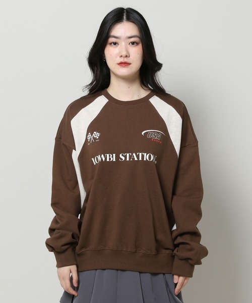 LOWBI（ロウビ）の「LOWBI／ステーションプルオーバー（ウラケ） 2102473（スウェット・レディース・ブラック/ブラウン・FREE）」の4枚目の写真