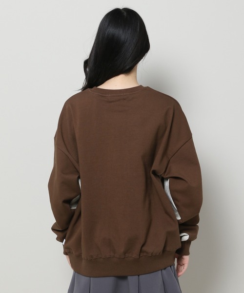 LOWBI（ロウビ）の「LOWBI／ステーションプルオーバー（ウラケ） 2102473（スウェット・レディース・ブラック/ブラウン・FREE）」の6枚目の写真