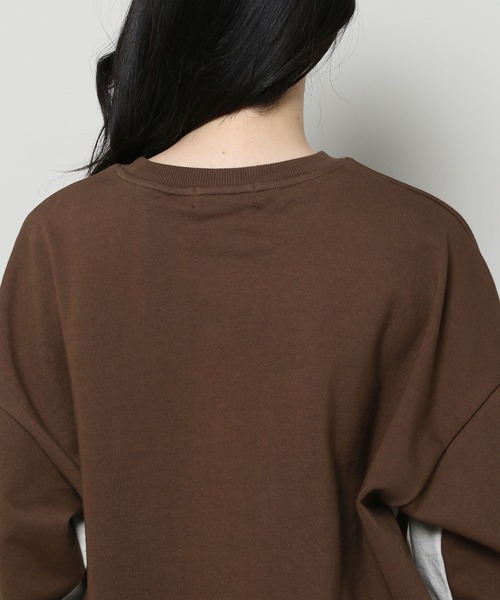 LOWBI（ロウビ）の「LOWBI／ステーションプルオーバー（ウラケ） 2102473（スウェット・レディース・ブラック/ブラウン・FREE）」の7枚目の写真