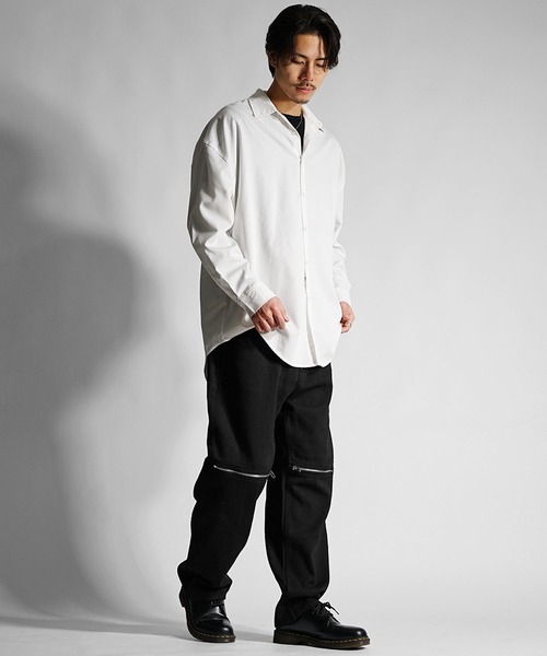 JOKER(ジョーカー)の「ダブルジップワイドデニムパンツ メンズ ストレートバギーデニムパンツ ルーズシルエット 春服(デニムパンツ・メンズ・ブラック/ホワイト/ライトインディゴブルー/ライトブラック・M/L)」の13枚目の写真