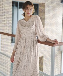 花柄シフォン袖ワンピース