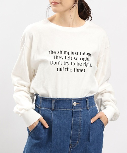 GLOBAL WORK Smile Seed Store（グローバルワーク スマイルシードストア）の「コットンシンプルプリントTシャツ長袖/984087（Tシャツ/カットソー・レディース・ホワイト/ホワイト系その他2/杢グレー/ブラック・X-LARGE/SMALL/LARGE/MEDIUM）」の2枚目の写真
