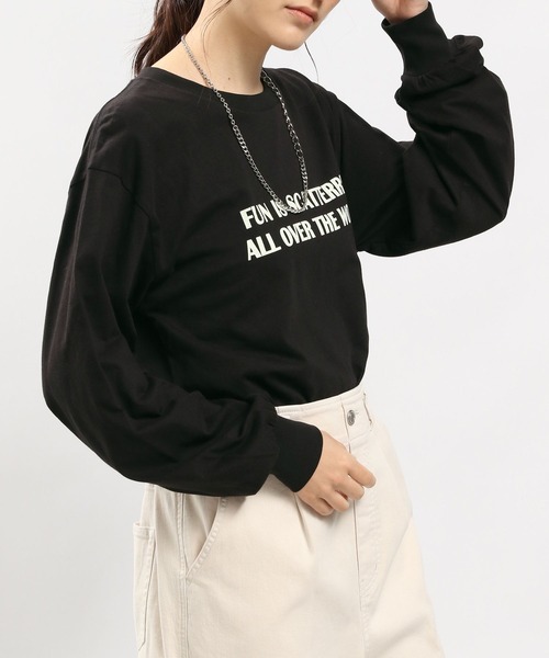 GLOBAL WORK Smile Seed Store（グローバルワーク スマイルシードストア）の「コットンシンプルプリントTシャツ長袖/984087（Tシャツ/カットソー・レディース・ホワイト/ホワイト系その他2/杢グレー/ブラック・X-LARGE/SMALL/LARGE/MEDIUM）」の17枚目の写真