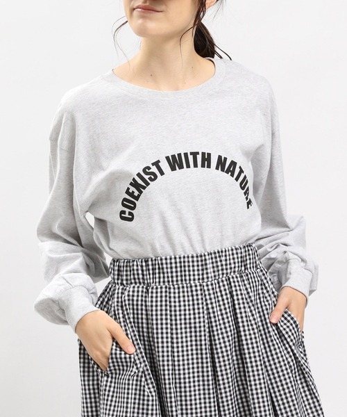 GLOBAL WORK Smile Seed Store（グローバルワーク スマイルシードストア）の「コットンシンプルプリントTシャツ長袖/984087（Tシャツ/カットソー・レディース・ホワイト/ホワイト系その他2/杢グレー/ブラック・X-LARGE/SMALL/LARGE/MEDIUM）」の21枚目の写真