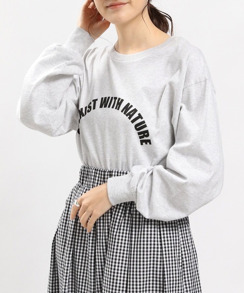 GLOBAL WORK Smile Seed Store（グローバルワーク スマイルシードストア）の「コットンシンプルプリントTシャツ長袖/984087（Tシャツ/カットソー・レディース・ホワイト/ホワイト系その他2/杢グレー/ブラック・X-LARGE/SMALL/LARGE/MEDIUM）」の22枚目の写真