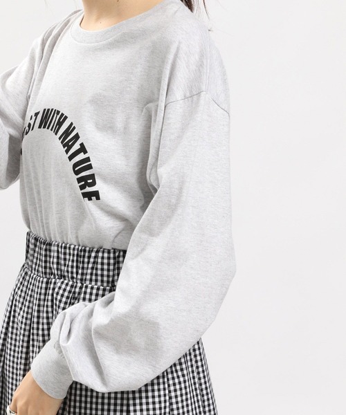 GLOBAL WORK Smile Seed Store（グローバルワーク スマイルシードストア）の「コットンシンプルプリントTシャツ長袖/984087（Tシャツ/カットソー・レディース・ホワイト/ホワイト系その他2/杢グレー/ブラック・X-LARGE/SMALL/LARGE/MEDIUM）」の11枚目の写真