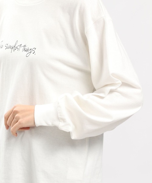 GLOBAL WORK Smile Seed Store（グローバルワーク スマイルシードストア）の「コットンシンプルプリントTシャツ長袖/984087（Tシャツ/カットソー・レディース・ホワイト/ホワイト系その他2/杢グレー/ブラック・X-LARGE/SMALL/LARGE/MEDIUM）」の5枚目の写真