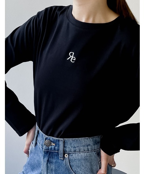 Re:EDIT（リエディ）の「[2024SS COLLECTION][接触冷感][UVカット]ロゴ刺繍コンパクトロンT（Tシャツ/カットソー・レディース・ホワイト/ブラック/チャコールグレー・MEDIUM/LARGE）」の6枚目の写真