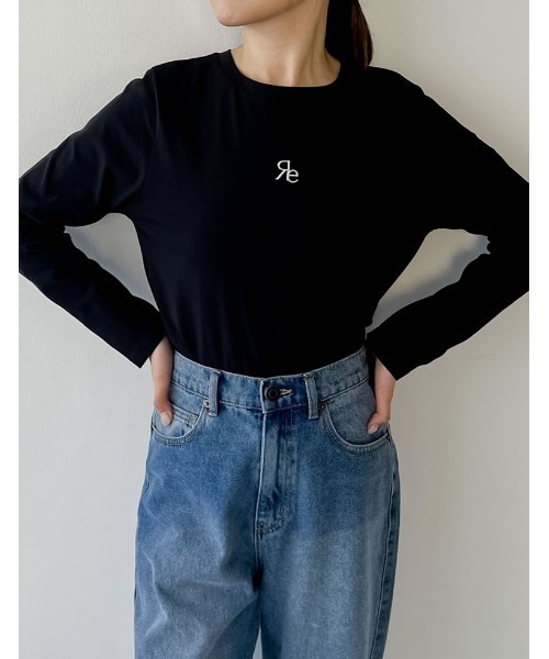 Re:EDIT（リエディ）の「[2024SS COLLECTION][接触冷感][UVカット]ロゴ刺繍コンパクトロンT（Tシャツ/カットソー・レディース・ホワイト/ブラック/チャコールグレー・MEDIUM/LARGE）」の10枚目の写真