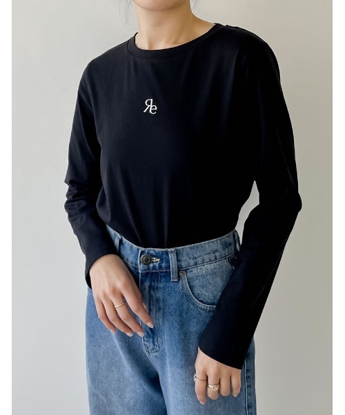 Re:EDIT（リエディ）の「[2024SS COLLECTION][接触冷感][UVカット]ロゴ刺繍コンパクトロンT（Tシャツ/カットソー・レディース・ホワイト/ブラック/チャコールグレー・MEDIUM/LARGE）」の5枚目の写真