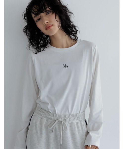 Re:EDIT（リエディ）の「[2024SS COLLECTION][接触冷感][UVカット]ロゴ刺繍コンパクトロンT（Tシャツ/カットソー・レディース・ホワイト/ブラック/チャコールグレー・MEDIUM/LARGE）」の7枚目の写真