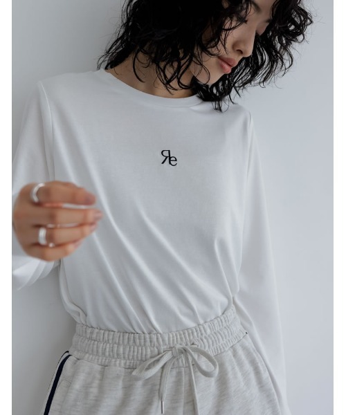 Re:EDIT（リエディ）の「[2024SS COLLECTION][接触冷感][UVカット]ロゴ刺繍コンパクトロンT（Tシャツ/カットソー・レディース・ホワイト/ブラック/チャコールグレー・MEDIUM/LARGE）」の11枚目の写真