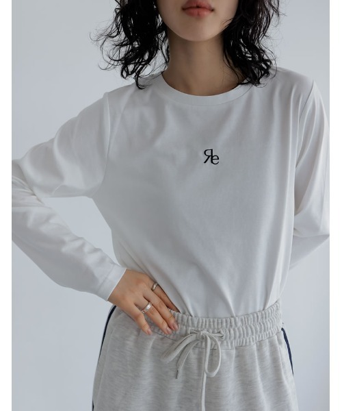 Re:EDIT（リエディ）の「[2024SS COLLECTION][接触冷感][UVカット]ロゴ刺繍コンパクトロンT（Tシャツ/カットソー・レディース・ホワイト/ブラック/チャコールグレー・MEDIUM/LARGE）」の12枚目の写真
