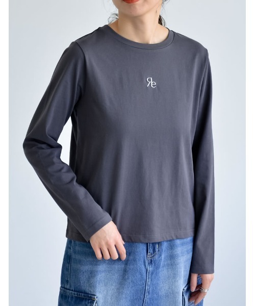 Re:EDIT（リエディ）の「[2024SS COLLECTION][接触冷感][UVカット]ロゴ刺繍コンパクトロンT（Tシャツ/カットソー・レディース・ホワイト/ブラック/チャコールグレー・MEDIUM/LARGE）」の14枚目の写真