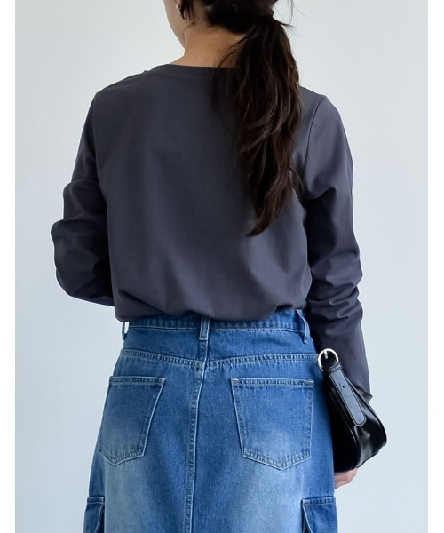 Re:EDIT（リエディ）の「[2024SS COLLECTION][接触冷感][UVカット]ロゴ刺繍コンパクトロンT（Tシャツ/カットソー・レディース・ホワイト/ブラック/チャコールグレー・MEDIUM/LARGE）」の16枚目の写真