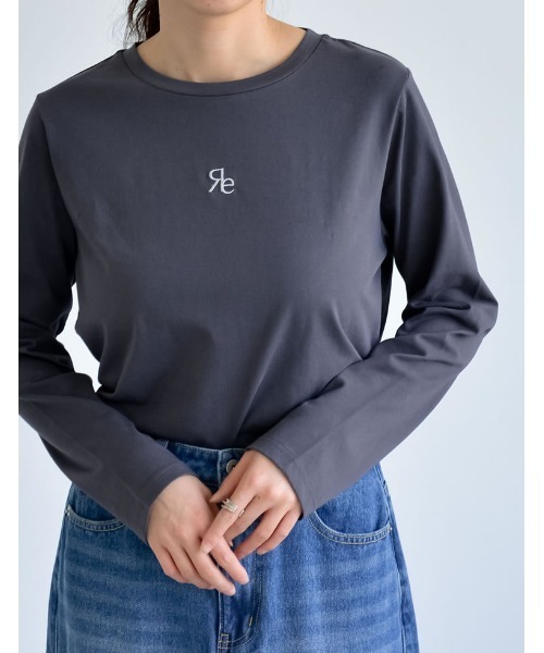 Re:EDIT（リエディ）の「[2024SS COLLECTION][接触冷感][UVカット]ロゴ刺繍コンパクトロンT（Tシャツ/カットソー・レディース・ホワイト/ブラック/チャコールグレー・MEDIUM/LARGE）」の13枚目の写真