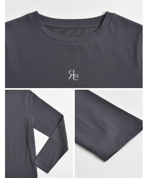 Re:EDIT（リエディ）の「[2024SS COLLECTION][接触冷感][UVカット]ロゴ刺繍コンパクトロンT（Tシャツ/カットソー・レディース・ホワイト/ブラック/チャコールグレー・MEDIUM/LARGE）」の18枚目の写真