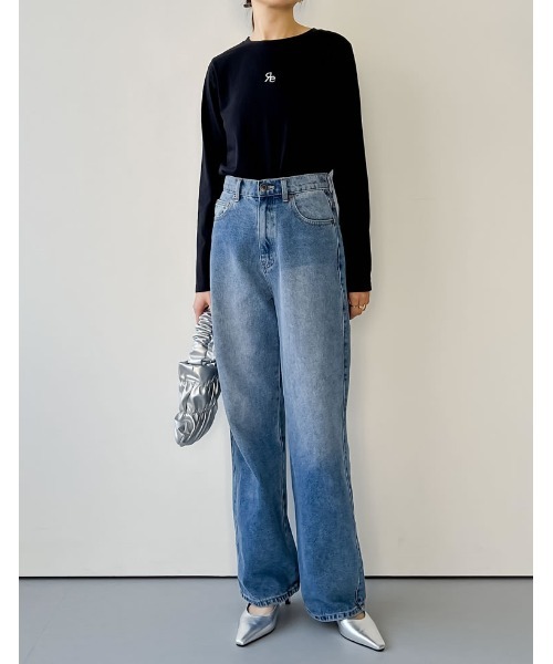 Re:EDIT（リエディ）の「[2024SS COLLECTION][接触冷感][UVカット]ロゴ刺繍コンパクトロンT（Tシャツ/カットソー・レディース・ホワイト/ブラック/チャコールグレー・MEDIUM/LARGE）」の8枚目の写真