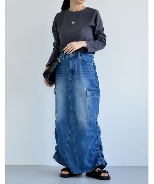 Re:EDIT（リエディ）の「[2024SS COLLECTION][接触冷感][UVカット]ロゴ刺繍コンパクトロンT（Tシャツ/カットソー・レディース・ホワイト/ブラック/チャコールグレー・MEDIUM/LARGE）」の15枚目の写真
