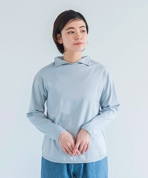 D（ディー）の「ポロネックジャージー5（Tシャツ/カットソー・レディース・ブラック/ブルーグレー/ホワイト/ピンクベージュ/ライトグレー・MEDIUM）」の4枚目の写真