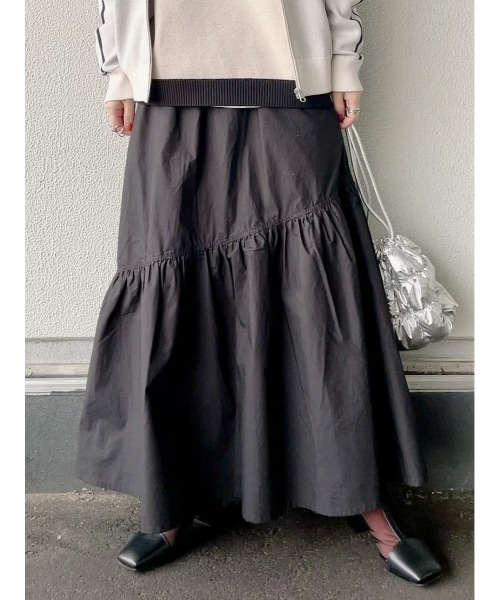 BACK NUMBER（バックナンバー）の「【BACK NUMBER】ティアードスカート（スカート・レディース・カーキブラウン/ブラック・M/L）」の2枚目の写真