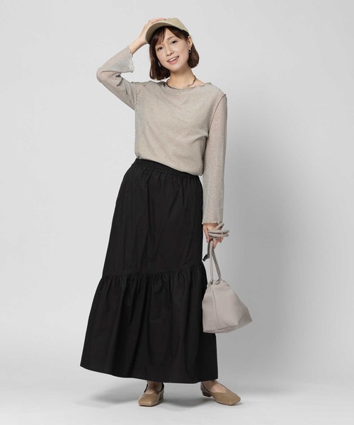 BACK NUMBER（バックナンバー）の「【BACK NUMBER】ティアードスカート（スカート・レディース・カーキブラウン/ブラック・M/L）」の4枚目の写真