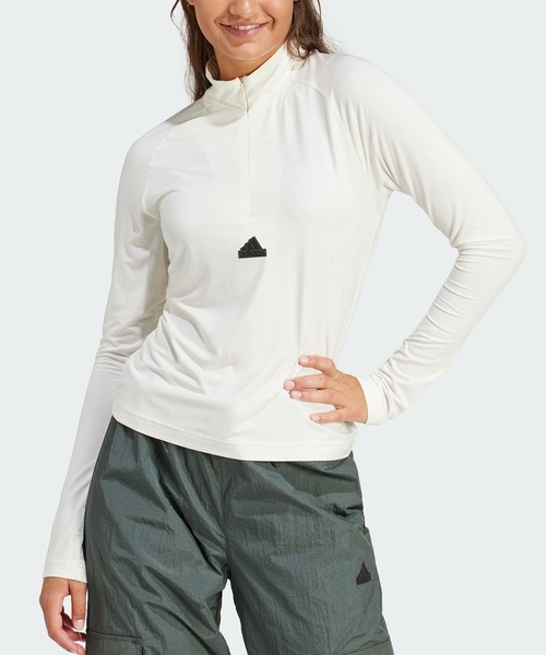 adidas（アディダス）の「シティ エスケープ クォータージップ長袖Tシャツ / ロンT / アディダス adidas（Tシャツ/カットソー・レディース・ホワイト/ブラウン・MEDIUM/SMALL/X-SMALL/XX-LARGE/X-LARGE/LARGE）」の2枚目の写真