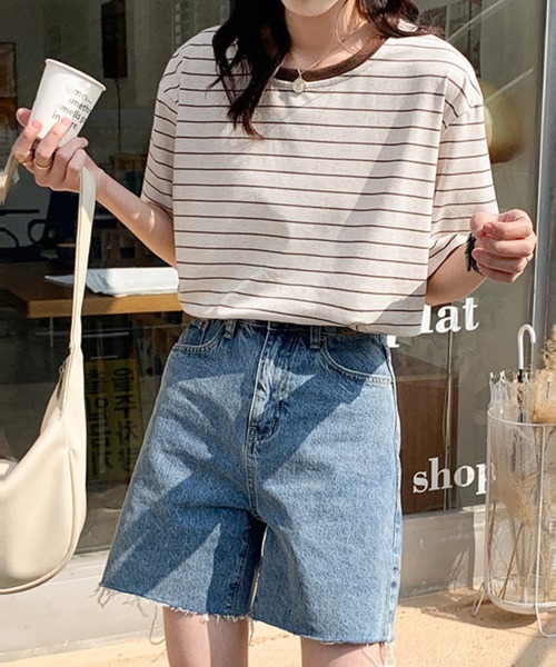 Miniministore(ミニミニストア)の「トップス ボーダー柄 tシャツ 半袖 夏(Tシャツ/カットソー・レディース・ブラウン/ネイビー・FREE)」の8枚目の写真