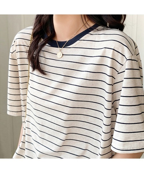 Miniministore(ミニミニストア)の「トップス ボーダー柄 tシャツ 半袖 夏(Tシャツ/カットソー・レディース・ブラウン/ネイビー・FREE)」の10枚目の写真
